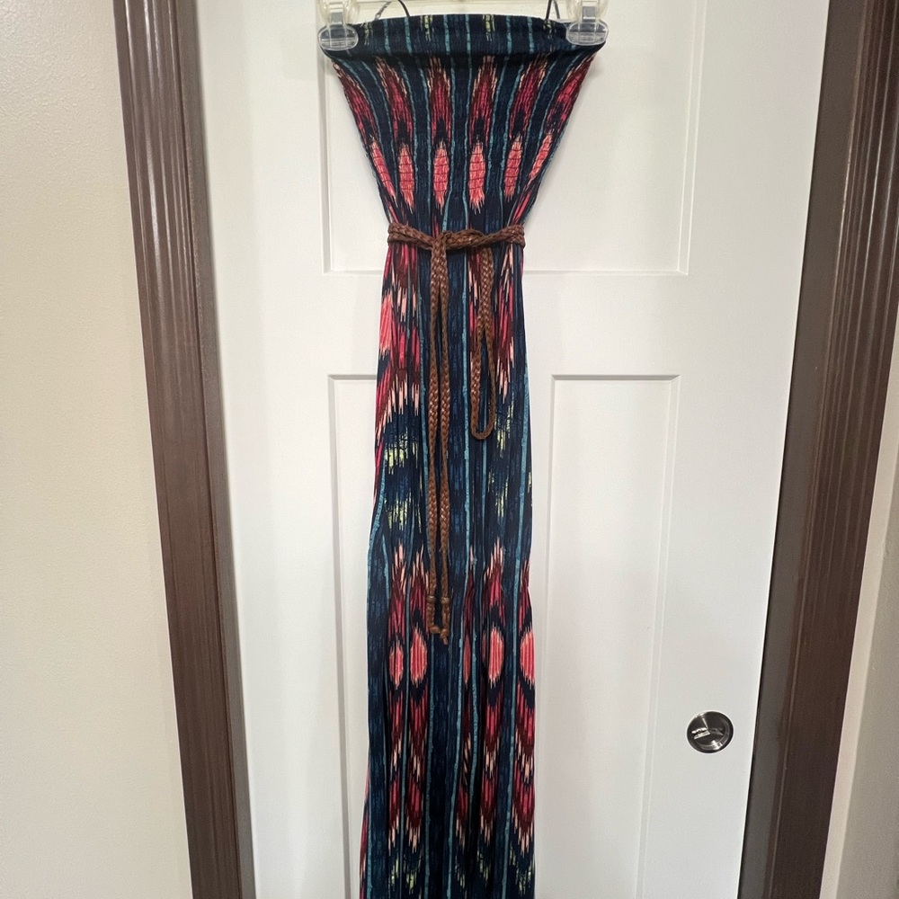 Mudd Navy and Coral Maxi Dress